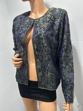 papell boutique evening Embroidered Jacket Size XL